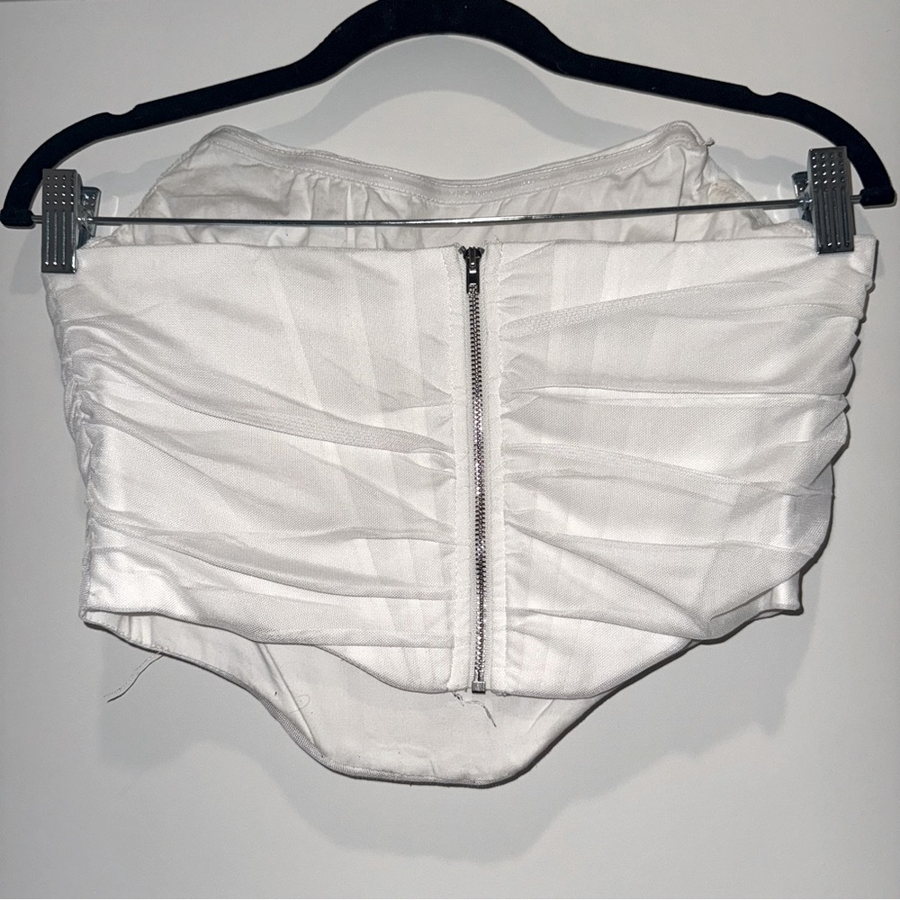White Mesh Cropped Corset Top - Picture 4 of 4